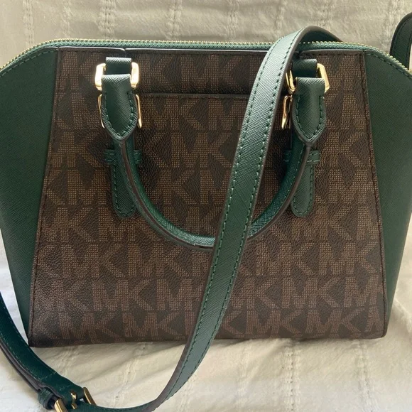 Michael Kors Green and Brown Satchel with Signature Style - Picture 4 of 4